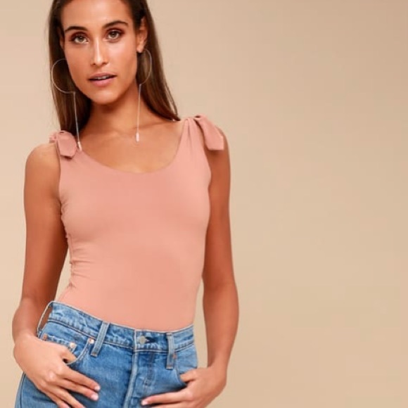 Lulus Other - Mauve Tie Strap Bodysuit